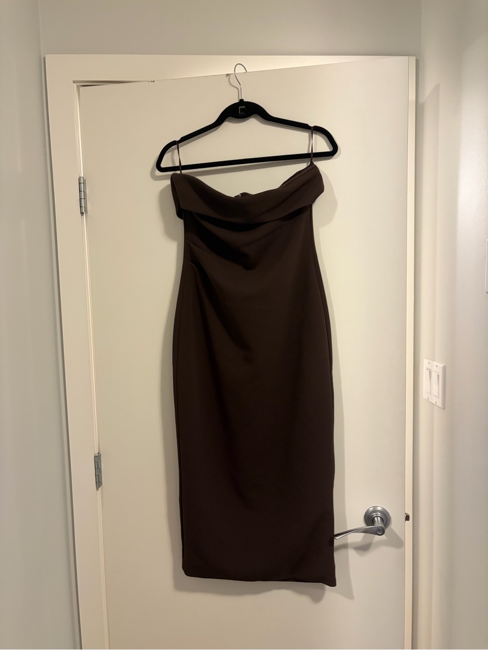 Babaton Chocolate Brown Strapless Dress